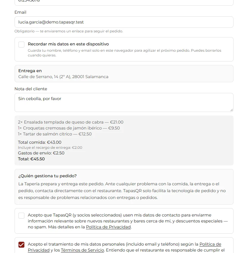 Checkout pubblico: il cliente vede spese di spedizione, sovrapprezzo e ordine minimo secondo queste impostazioni.