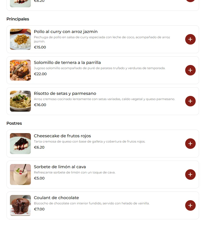 Paso de carta de delivery con carrito.
