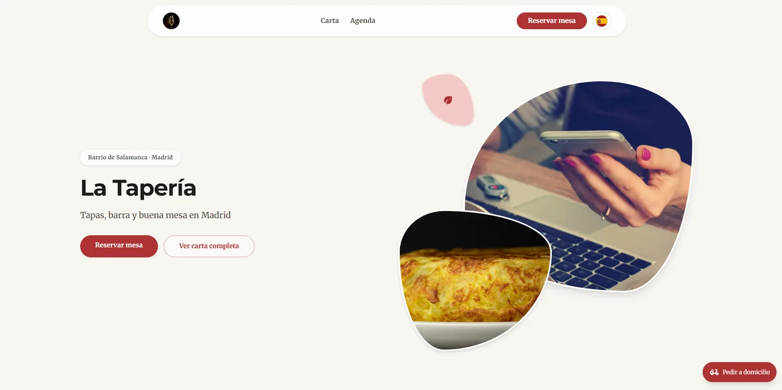 Efeito no site público: bloco hero com título e imagem.